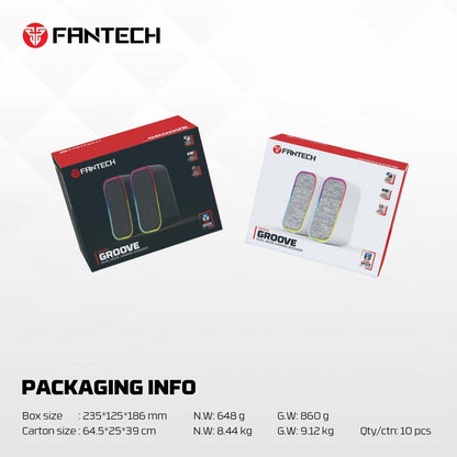 Fantech, Gs304 Groove Dual Mode (Wired & Bluetooth) Rgb Gaming Speaker, 6W 2' Tuned Drive, Deep Bass Boost