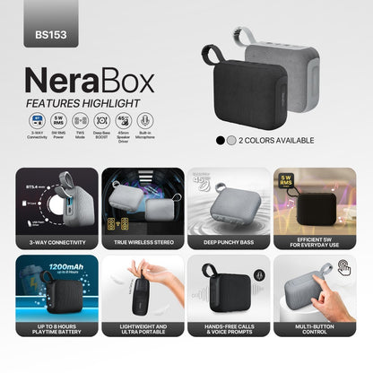 Fantech, Nerabox Bs153 Wireless Speaker Bluetooth 5.4, 5W Rms, Tws Mode, Usb & Tf Card Support, Built-In Battery, Available in Different Colors