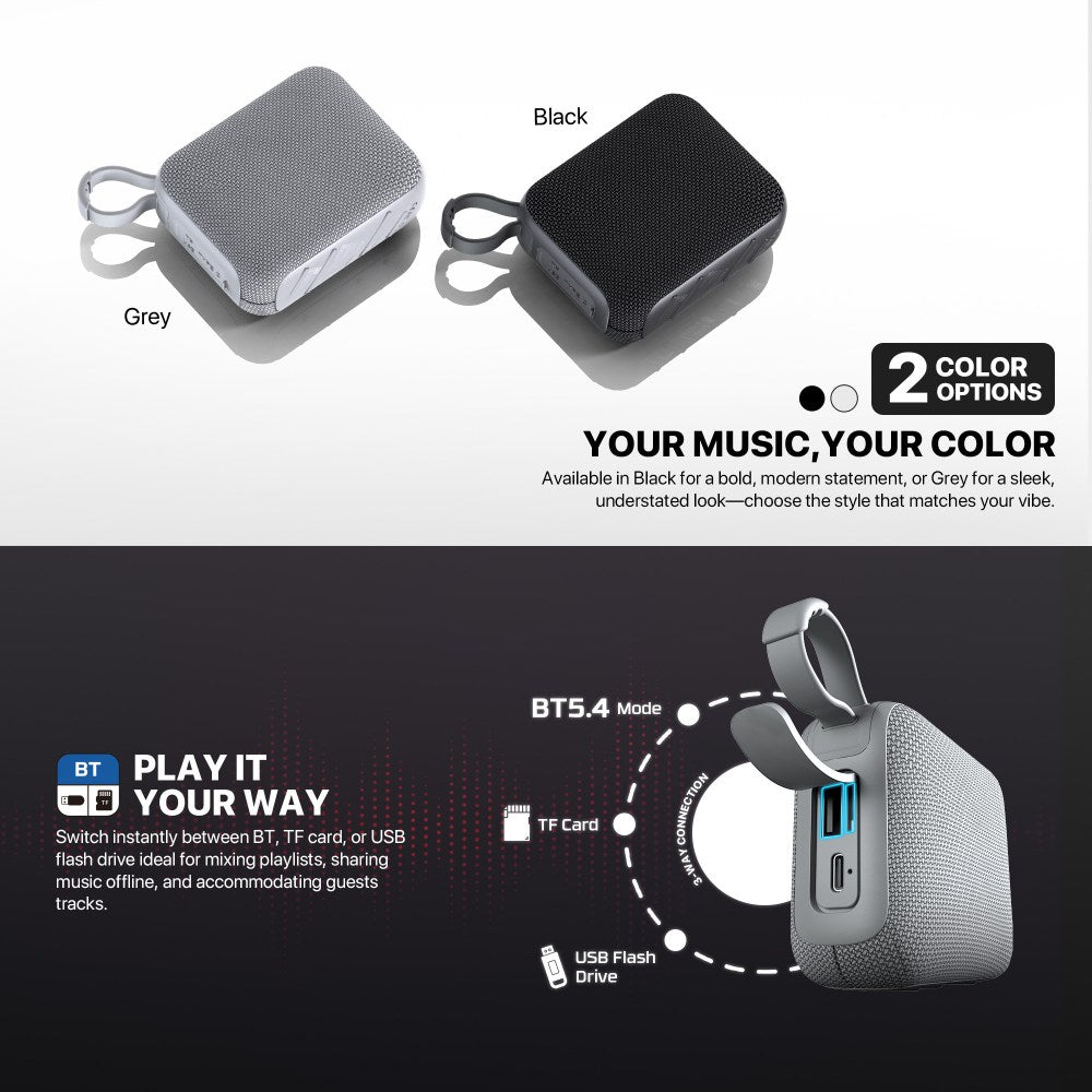 Fantech, Nerabox Bs153 Wireless Speaker Bluetooth 5.4, 5W Rms, Tws Mode, Usb & Tf Card Support, Built-In Battery, Available in Different Colors