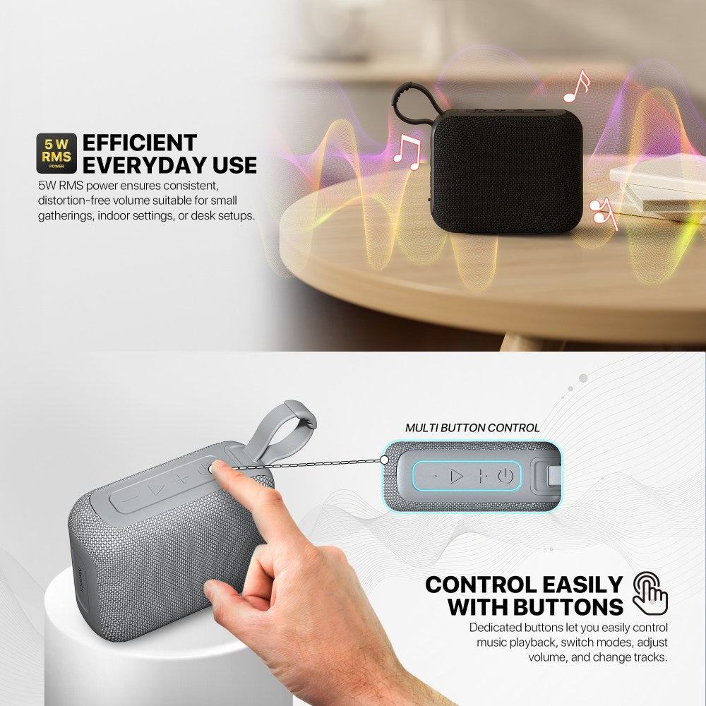 Fantech, Nerabox Bs153 Wireless Speaker Bluetooth 5.4, 5W Rms, Tws Mode, Usb & Tf Card Support, Built-In Battery, Available in Different Colors