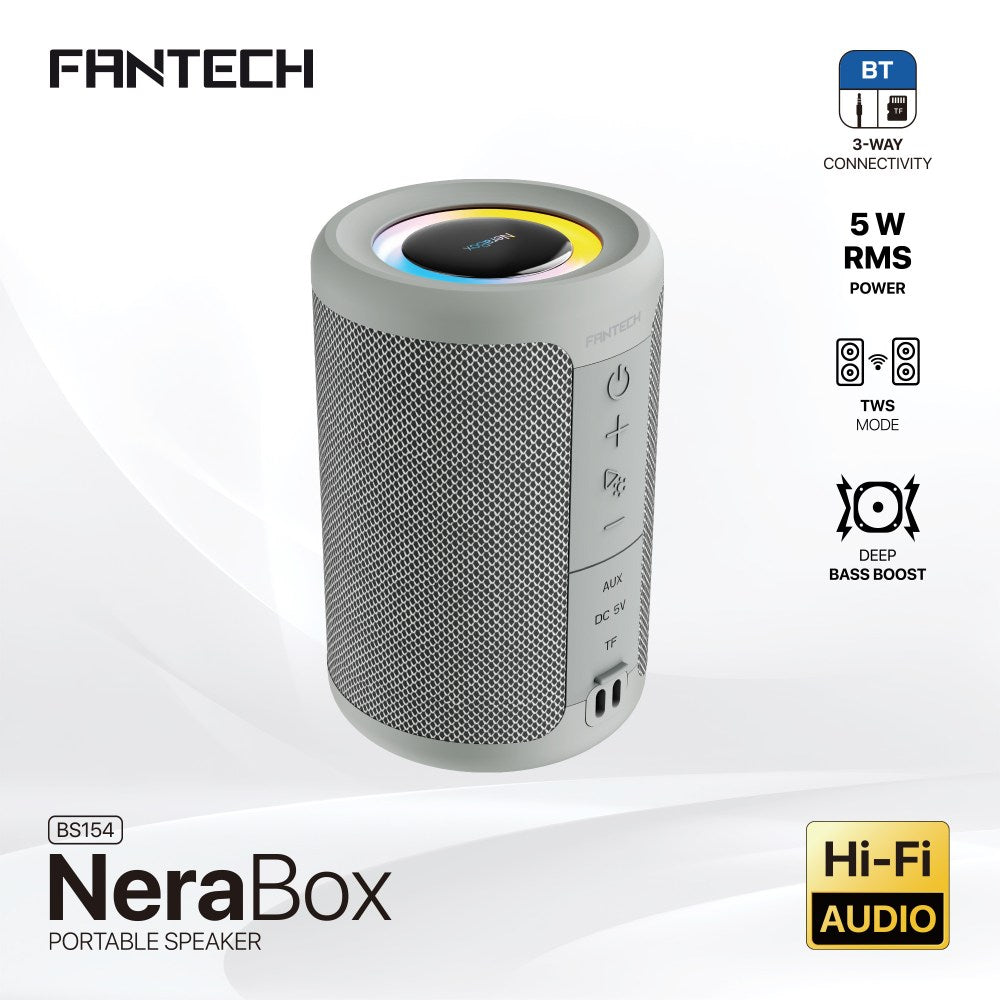 Fantech, Nerabox Bs154 Wireless Speaker Bluetooth 5.4, 5W Rms, Tws Mode, Aux & Tf Support, Built-In Battery, Available in Different Colors
