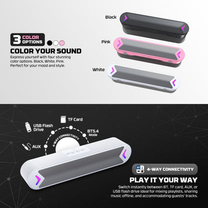 Fantech, Groove Bar Bs160 Gaming Bluetooth 5.4, 6W Rms, Deep Bass, Usb, Aux & Tf Support, Built-In Battery, Available in Different Colors