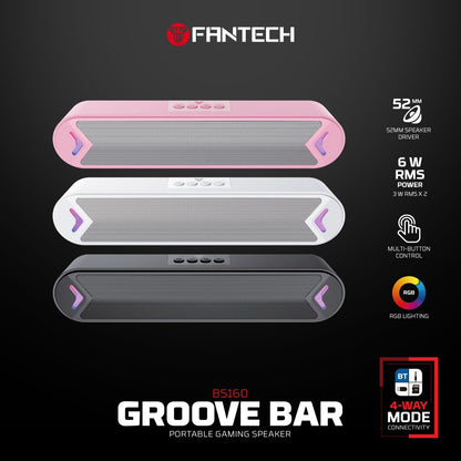 Fantech, Groove Bar Bs160 Gaming Bluetooth 5.4, 6W Rms, Deep Bass, Usb, Aux & Tf Support, Built-In Battery, Available in Different Colors