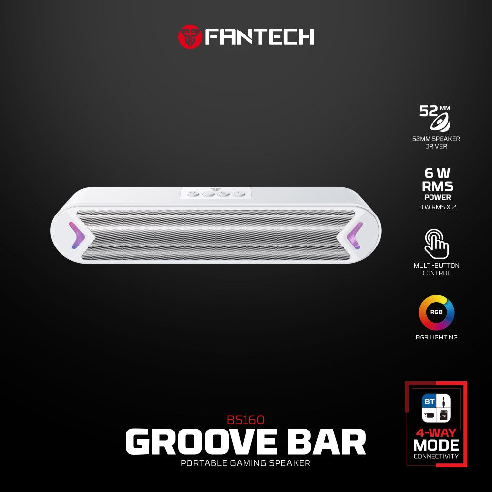 Fantech, Groove Bar Bs160 Gaming Bluetooth 5.4, 6W Rms, Deep Bass, Usb, Aux & Tf Support, Built-In Battery, Available in Different Colors