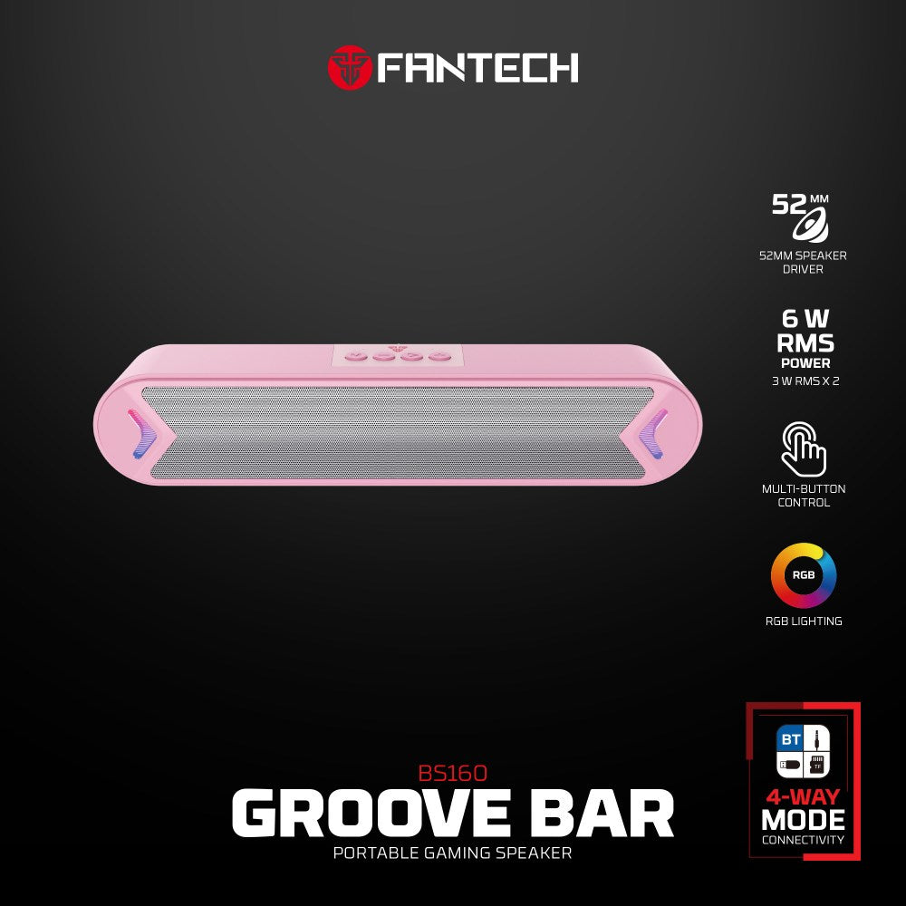 Fantech, Groove Bar Bs160 Gaming Bluetooth 5.4, 6W Rms, Deep Bass, Usb, Aux & Tf Support, Built-In Battery, Available in Different Colors