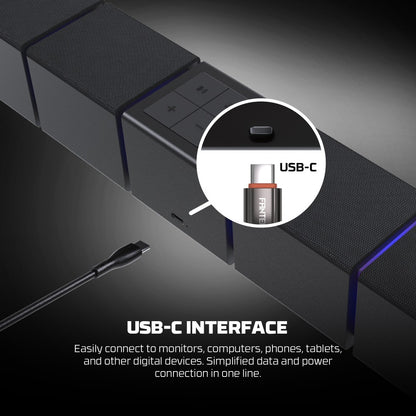 Fantech, Bs163 Groove Bar Pro (Wired & Bluetooth) Rgb Gaming Speaker, 10W + Built-In Microphone