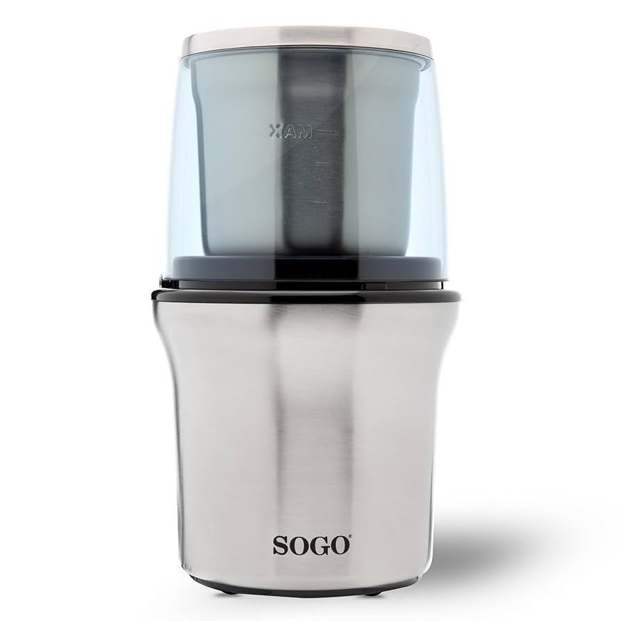 Sogo, Dual Stainless Steel Wet & Dry Grinder With Easy-Press Operation, 100G, 300W
