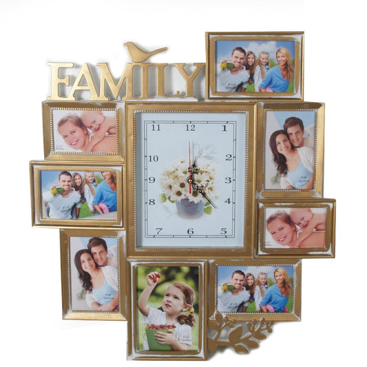 OGO, Large Family Wall Clock and Photo Collage 55x61cm for living room decoration