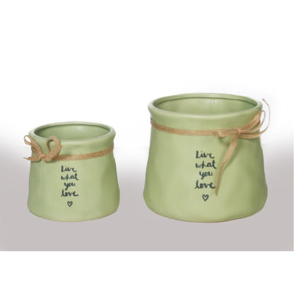 OGO, Ceramic Flower Pots Set Live What you love / 14.5x15.5x13cm and 11x12x10cm Pots