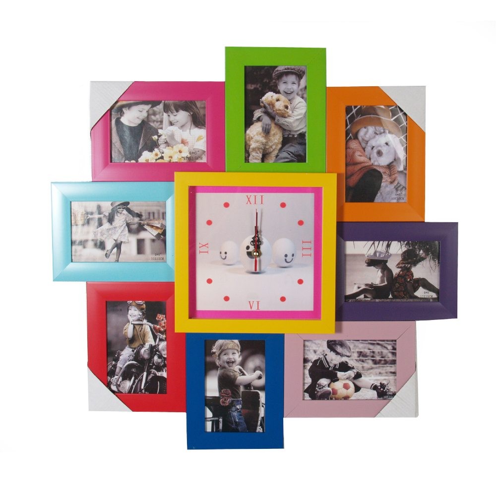 OGO, Large Square Wall clock with Photo Collage Frame for 8 photos / 60x60cm