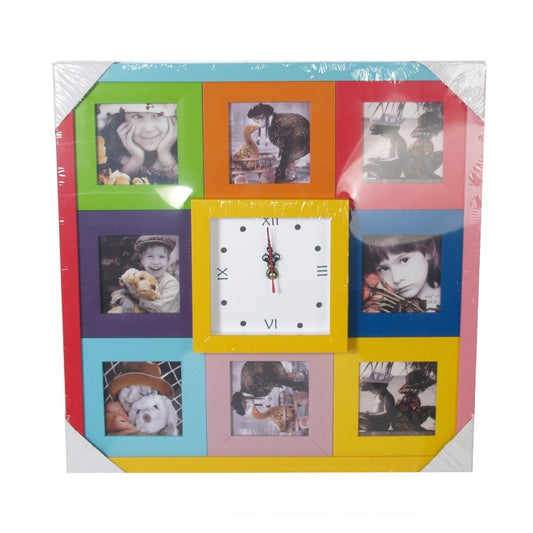 OGO, Large Square Wall clock with Photo Collage Frame for 8 photos / 46x46cm