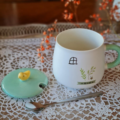 La Perla, New Bone China 3Piece Set Mug With Spoon And Cover (Mug 8.3*9.5Cm)