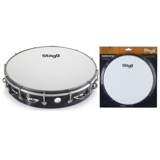 Stagg, Tunable Tambourine 12 Inch - Blak Plastic Frame, Tab-112P/Bk
