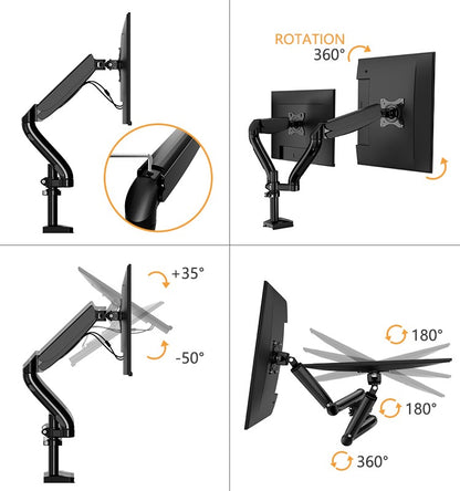 Kaloc, Ds90-2 Dual Desk Monitor Arm, Adjustable Gas Spring & Support Max 32 Inch
