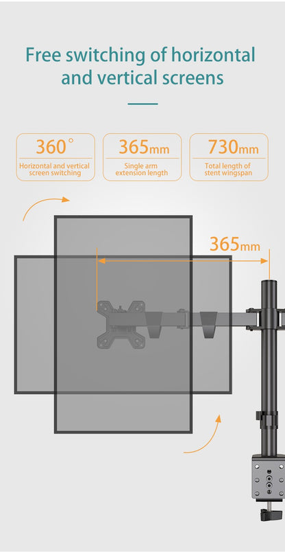 Kaloc, Dw220-J Dual Monitor Desk Mount, Heavy Duty & Fully Adjustable Stand