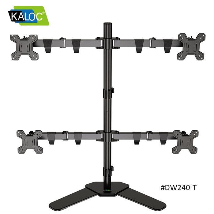 Kaloc, Dw240-T 4 Monitor Desk Mount, Heavy Duty & Fully Adjustable Stand
