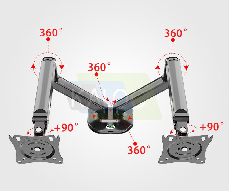 Kaloc, Ds200-2/B Dual Desk Monitor Arm, Adjustable Gas Spring & Support Max 30 Inch