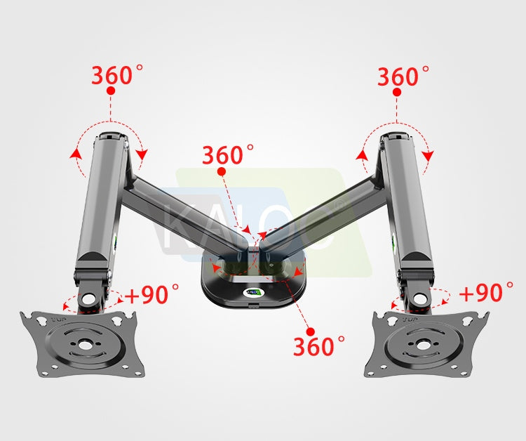 Kaloc, Ds200-2/B Dual Desk Monitor Arm, Adjustable Gas Spring & Support Max 30 Inch