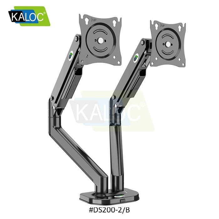 Kaloc, Ds200-2/B Dual Desk Monitor Arm, Adjustable Gas Spring & Support Max 30 Inch