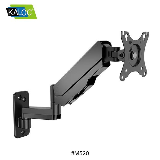 Kaloc, Klc-M520 Wall Mount Adjustable Single Monitor Arm With Internal Gas Spring Technology For Easy Adjustment, For Screens 17 To 35Inches
