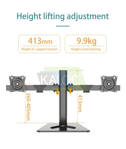 Kaloc, Dz220T Adjustable Horizontal Dual Monitor Arm, For Screens 17 To 27 Inches