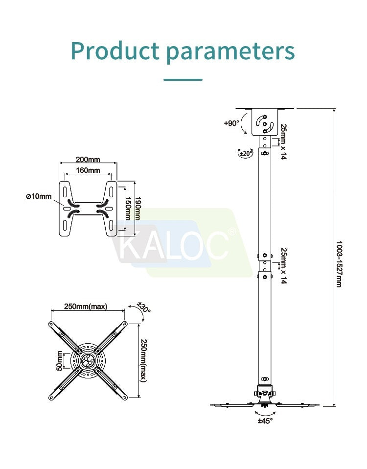 Kaloc, Zeno T818-4W Wall And Ceiling Projector Arm Bracket