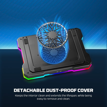 Fantech, Nc22 Premium Laptop Cooling Pad, Powerful Extra-Large Fan For Superior Cooling Performance, Vibrant Rgb Lighting