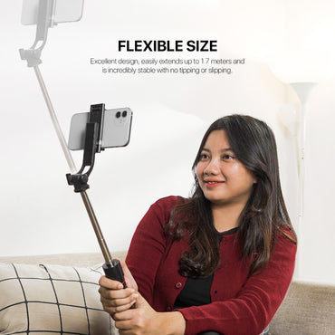 Fantech, Ss170 Selfie Stick ? Extends Up To 1.7M, Bluetooth Remote, 360? Rotation, Lightweight Design, And Stable Design