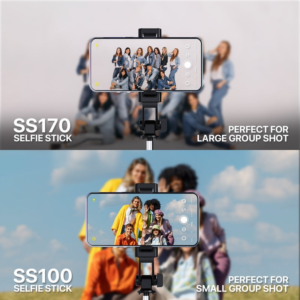 Fantech, Ss170 Selfie Stick ? Extends Up To 1.7M, Bluetooth Remote, 360? Rotation, Lightweight Design, And Stable Design