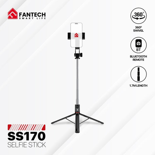 Fantech, Ss170 Selfie Stick ? Extends Up To 1.7M, Bluetooth Remote, 360? Rotation, Lightweight Design, And Stable Design