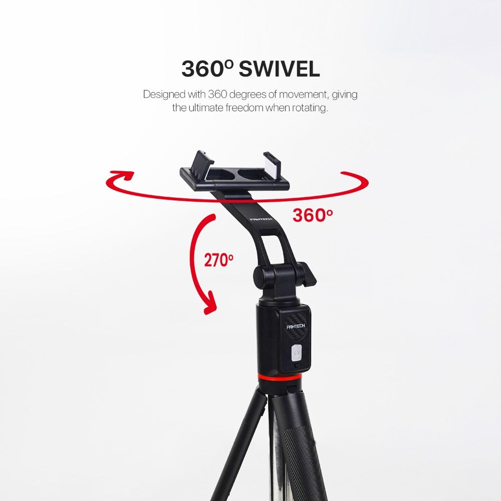 Fantech, Ss170 Selfie Stick ? Extends Up To 1.7M, Bluetooth Remote, 360? Rotation, Lightweight Design, And Stable Design