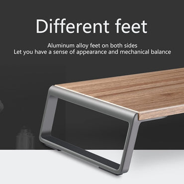 Laptop and Computer Monitor Riser Stand: Smart and Stylish Design in Aluminum and Wood 56.4 x 24 x 9.1cm Light Brown - MRD72