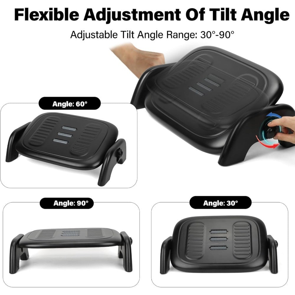 Under Desk Footrest | Foot Stool with 30? Tilt Adjustment & Massage Texture | Ergonomic Desisgn - YM-525