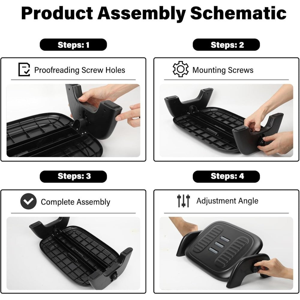 Under Desk Footrest | Foot Stool with 30? Tilt Adjustment & Massage Texture | Ergonomic Desisgn - YM-525