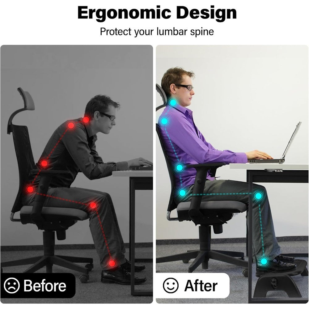Under Desk Footrest | Foot Stool with 30? Tilt Adjustment & Massage Texture | Ergonomic Desisgn - YM-525