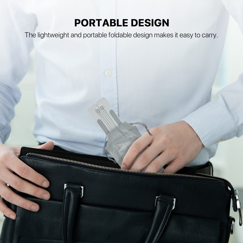 Fantech, Ns11 Portable Aluminum Laptop Stand ? Adjustable Height & Angle, Fits Up To 15.6' Laptops, Free Pouch Included