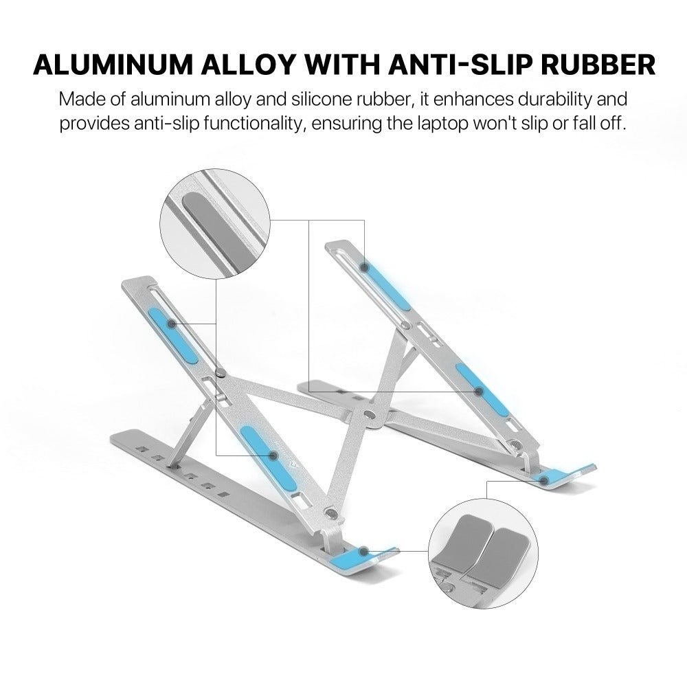 Fantech, Ns11 Portable Aluminum Laptop Stand ? Adjustable Height & Angle, Fits Up To 15.6' Laptops, Free Pouch Included