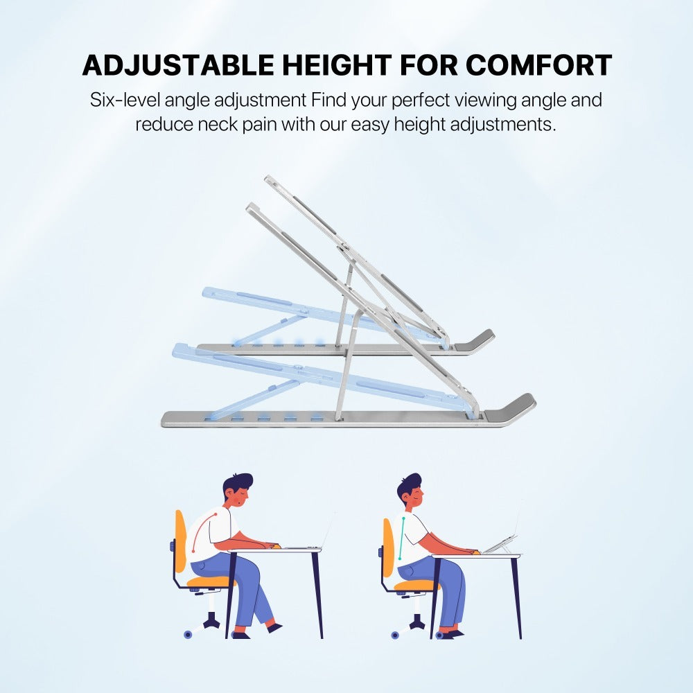 Fantech, Ns11 Portable Aluminum Laptop Stand ? Adjustable Height & Angle, Fits Up To 15.6' Laptops, Free Pouch Included