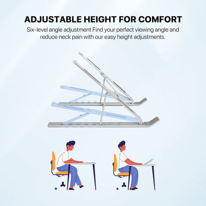 Fantech, Ns11 Portable Aluminum Laptop Stand ? Adjustable Height & Angle, Fits Up To 15.6' Laptops, Free Pouch Included