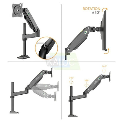 Kaloc, Dh100B Single Monitor Arm With Internal Gas Spring Technology For Easy Adjustment, For Screens 17 To 33 Inches