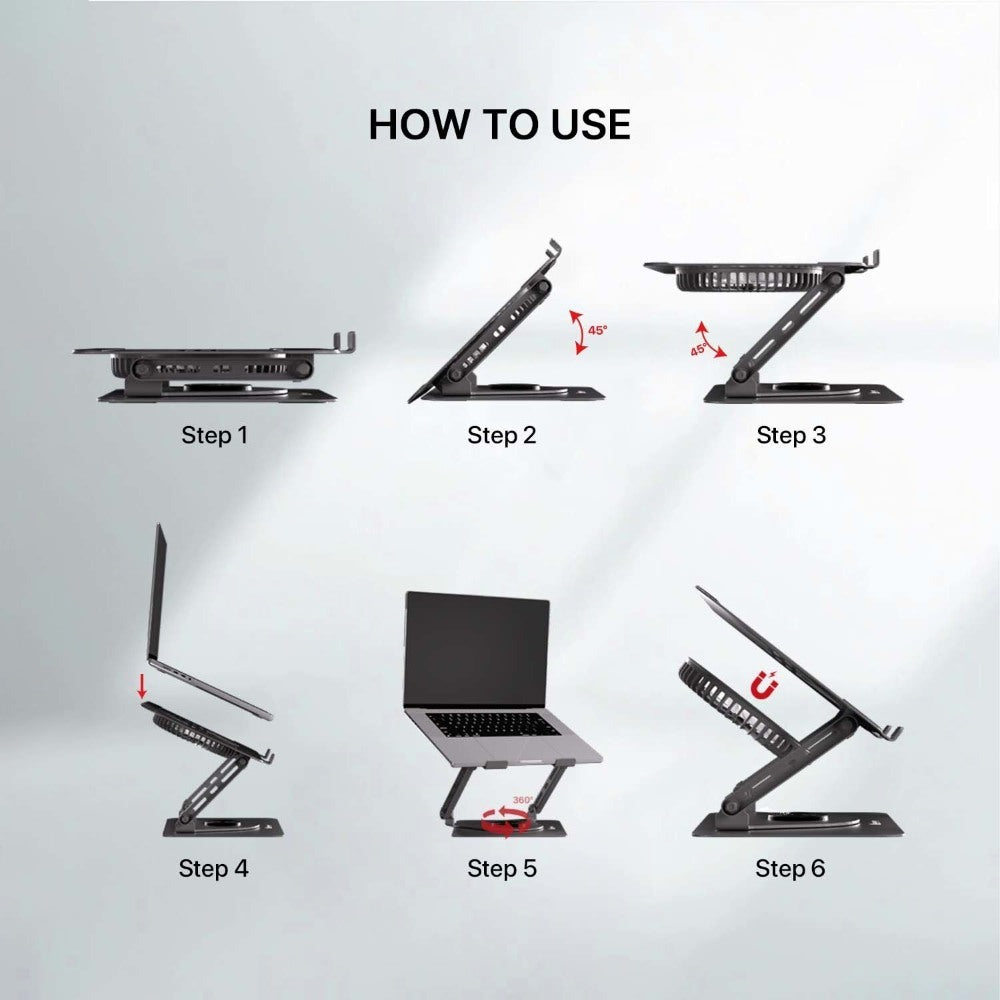 Fantech, Nc30 Laptop Cooling Stand With Detachable Rgb Fan ? Adjustable, 360? Swivel, Support Up To To 17.3' Laptops