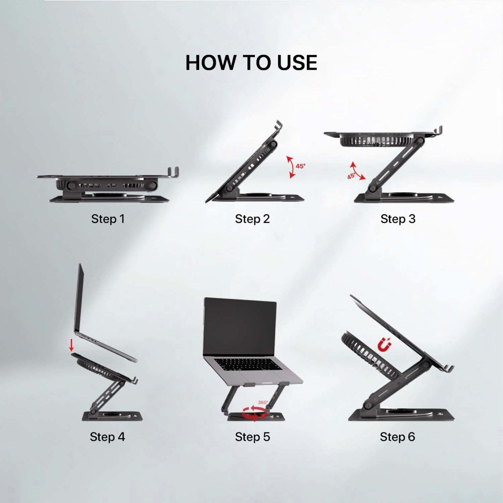 Fantech, Nc30 Laptop Cooling Stand With Detachable Rgb Fan ? Adjustable, 360? Swivel, Support Up To To 17.3' Laptops
