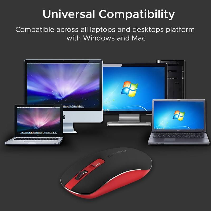 Promate, High Precision Ergonomic Slim Wireless Mouse, Red