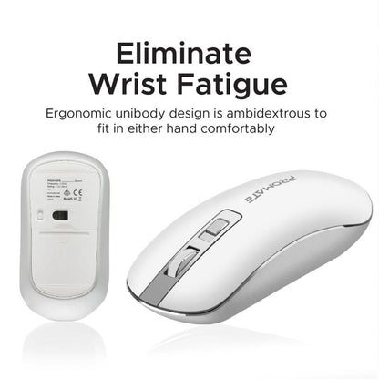 Promate, High Precision Ergonomic Slim Wireless Mouse, White