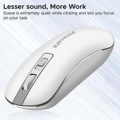 Promate, High Precision Ergonomic Slim Wireless Mouse, White