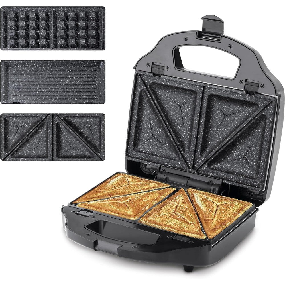 Ufesa, Sw7950 Sandwich Maker Interchangeable Plates, 900W, 4-In-1, Opens 180 Degrees