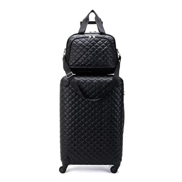 SwissBrand, Leather and Expandable Travel Bags Suitcase Hard Cover 4 wheels Luggage 4 Piece Set Black