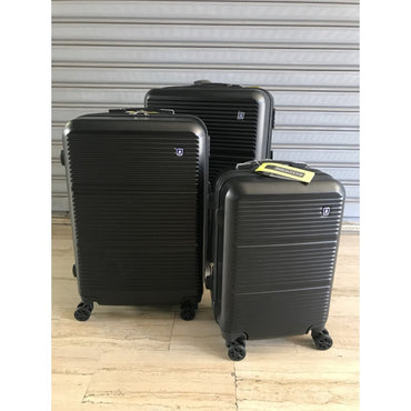 Swiss Club, Out Of Bounds Luggage Collection Lightweight Durable Hardside 4-Wheel Spinner Travel Suitcase Bags, 3-Piece Set (20', 24', & 28') Black