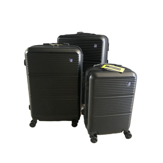 Swiss Club, Out Of Bounds Luggage Collection Lightweight Durable Hardside 4-Wheel Spinner Travel Suitcase Bags, 3-Piece Set (20', 24', & 28') Black