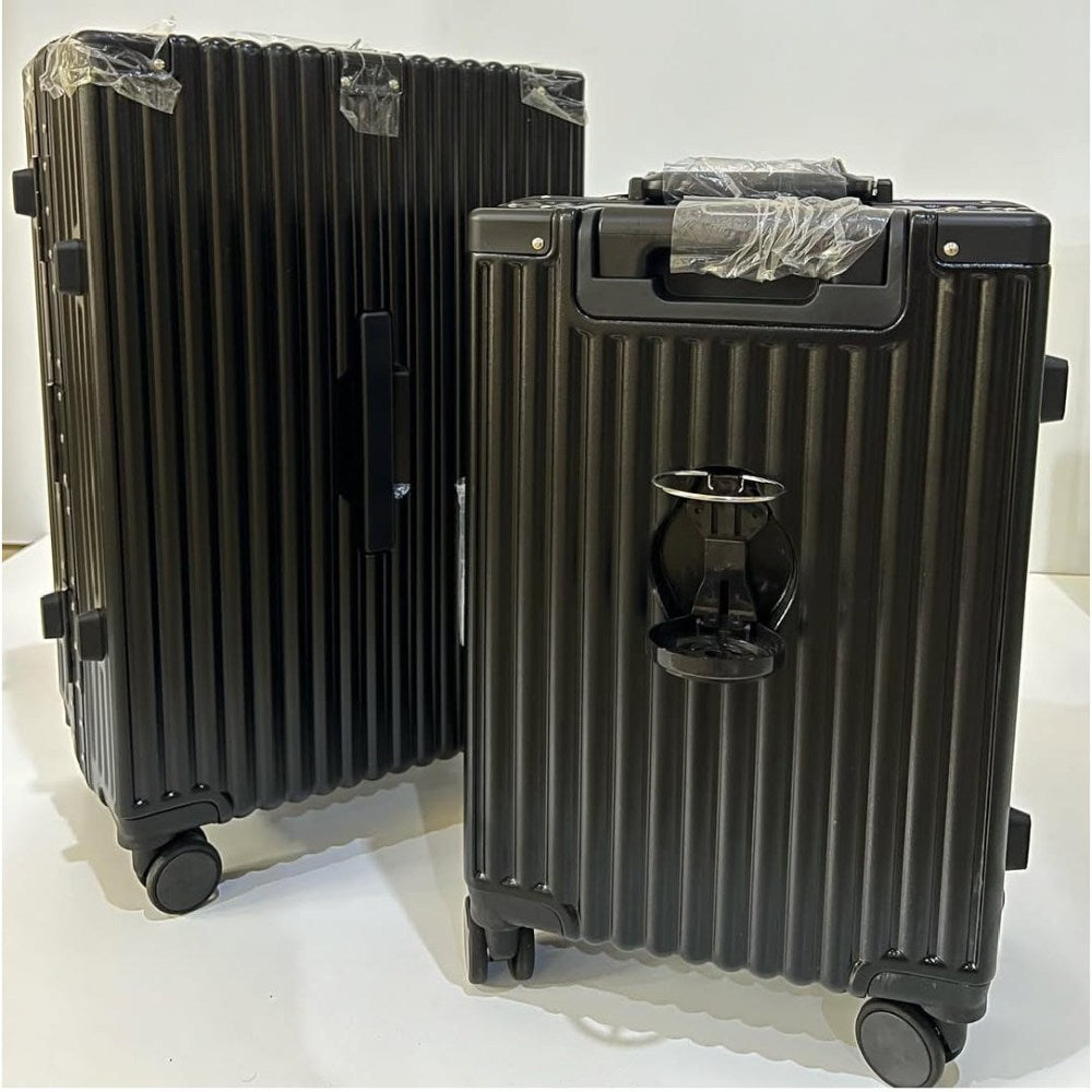 Swiss Tech, 2 Piece Set Luggage 20In/24In Aluminium Frame Pc Abs Zipperless Luggage Hardshell Tsa Lock Spinner Wheels Carry On Suitcase With Cup Holder & Hook